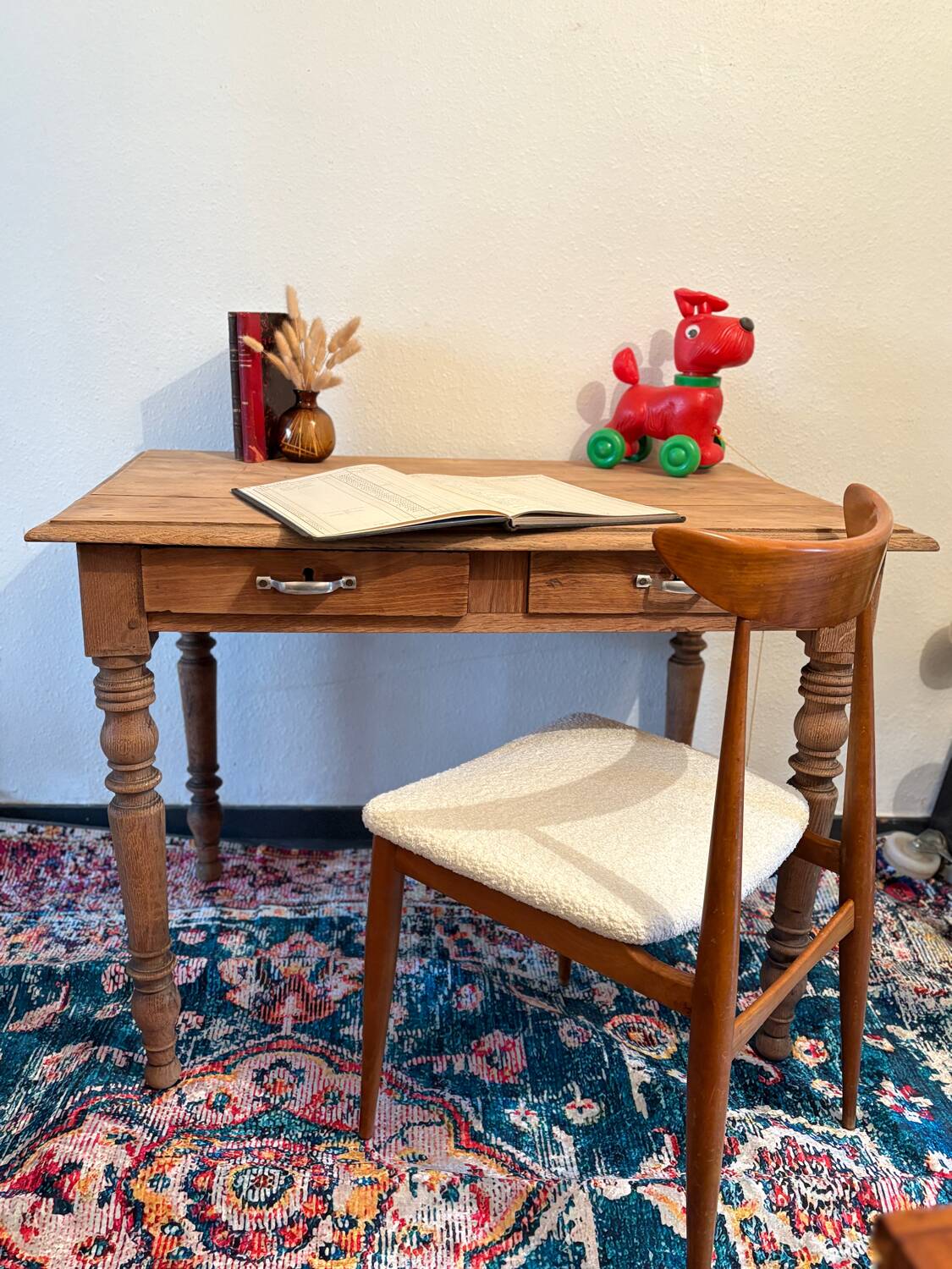 Raw wood farmhouse table