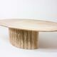 Oval Italian coffee table in travertin, 1970s