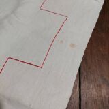 Old linen rectangular tablecloth embroidered hemp canvas 104 x 153 cm