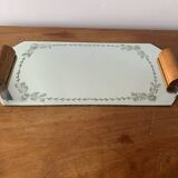 Art Deco mirror tray with wooden handles
