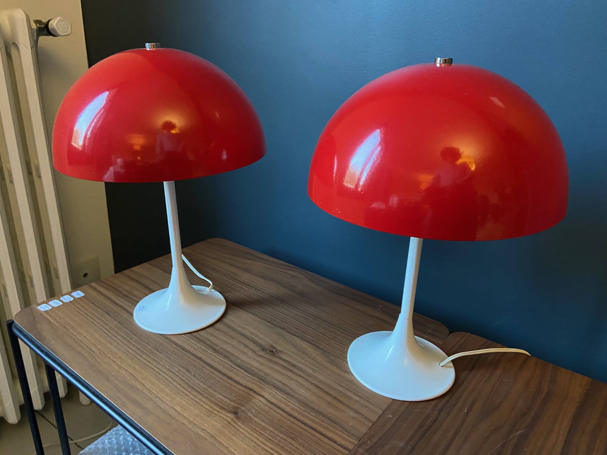 Paire de lampes métal rouge