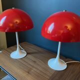 Paire de lampes métal rouge