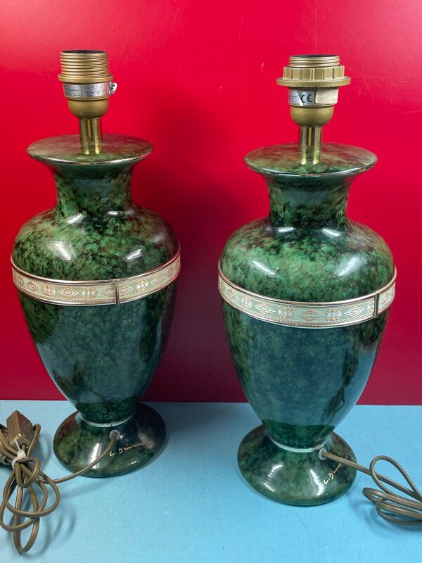 Paire de lampes balustres signées louis drimmer style régence 1970 - 1980