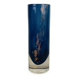 Vintage blue glass roller vase