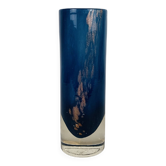 Vintage blue glass roller vase