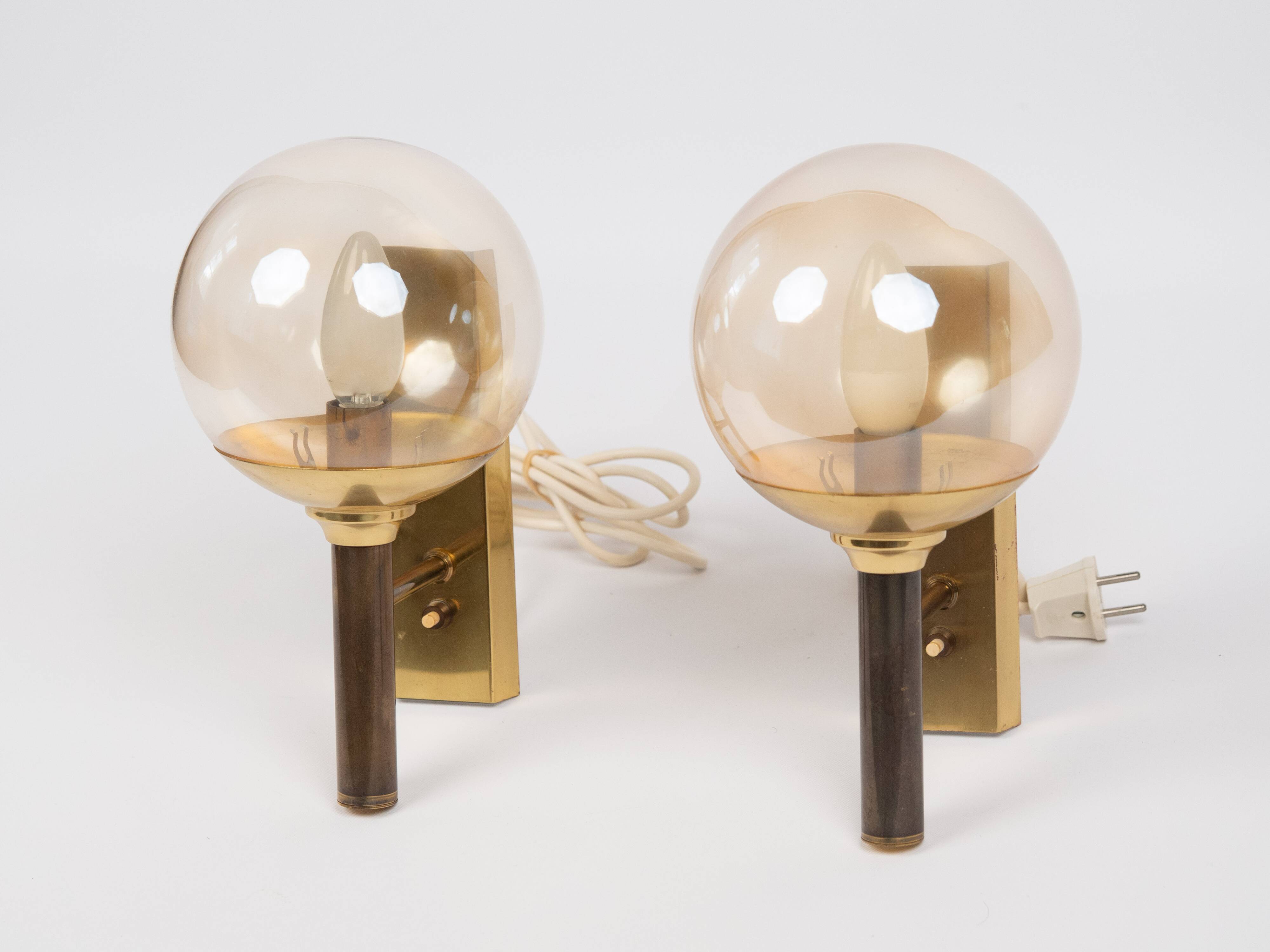 Pair of 2 danish vintage wall lamps by Svend Mejlstrom