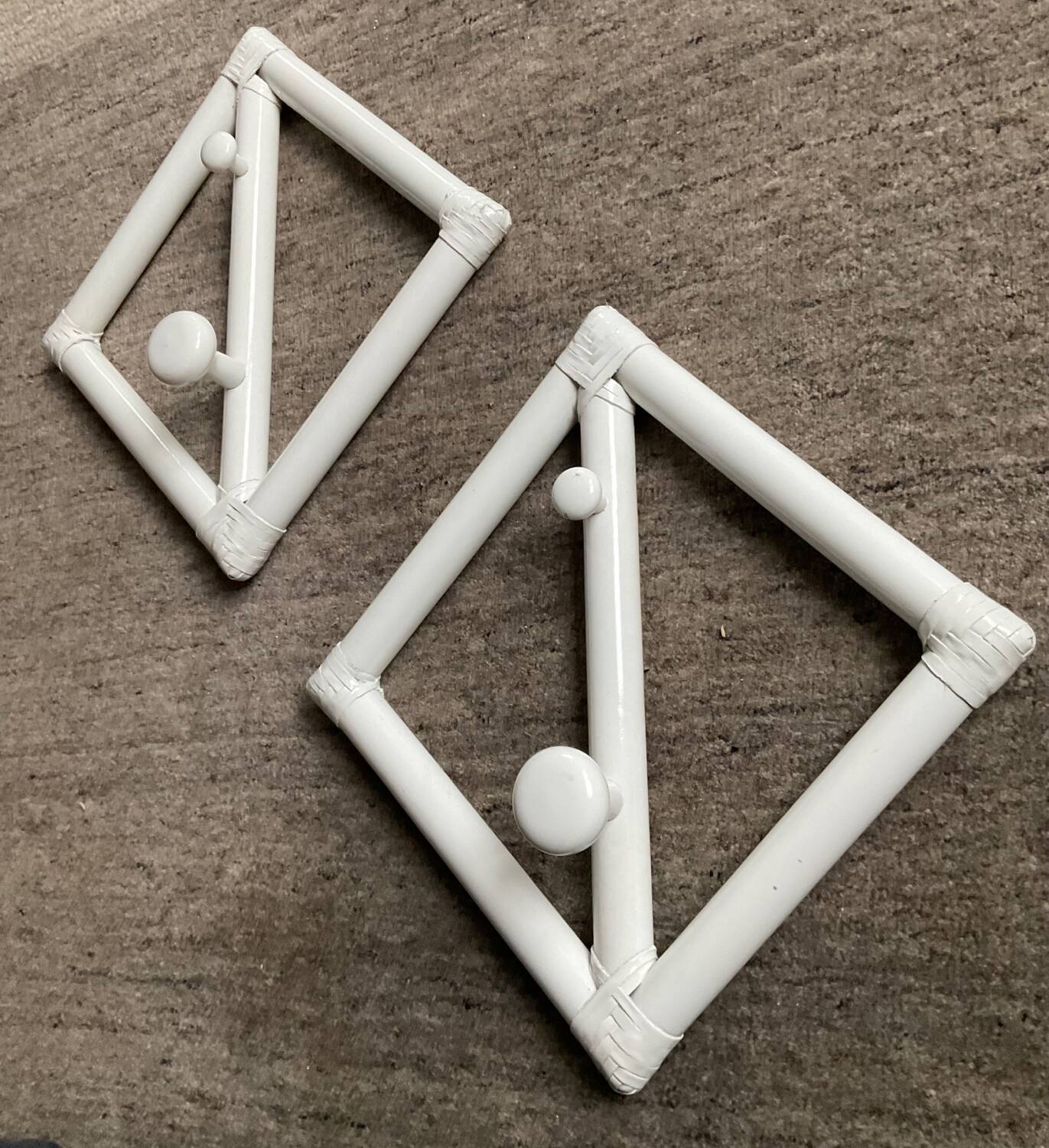 Pair of vintage rattan coat racks