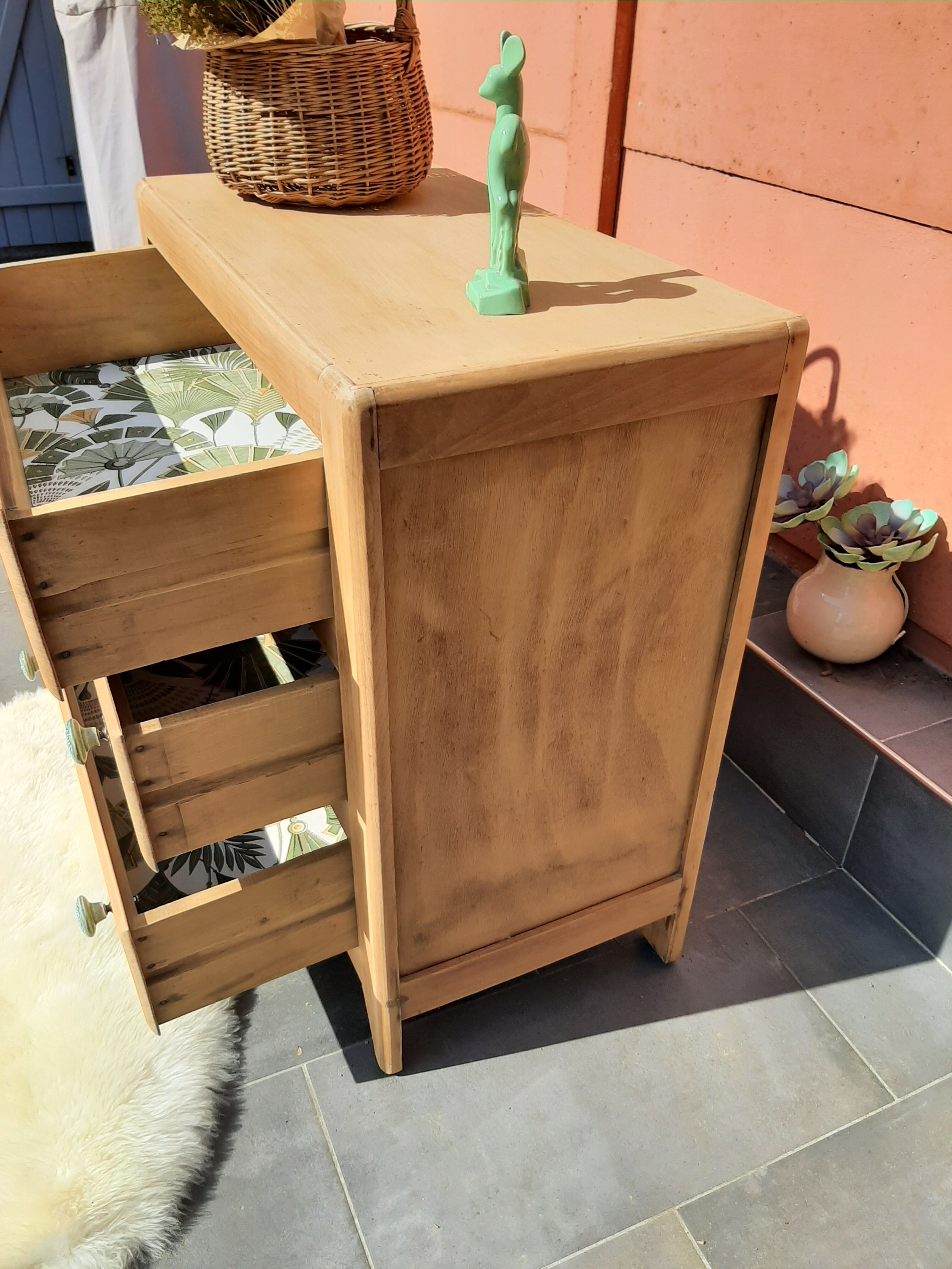 Vintage chest of drawers 3 drawers natural wood