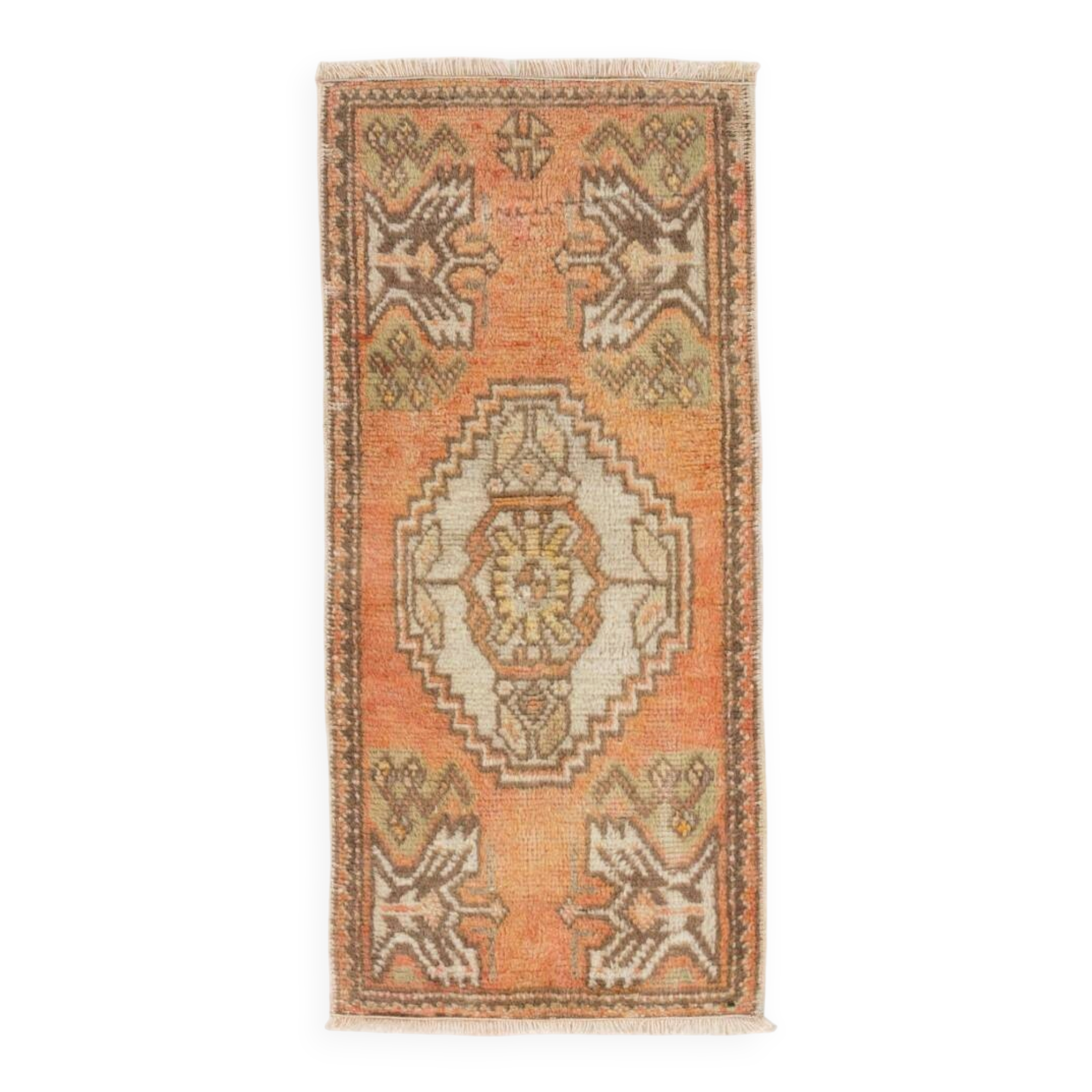 Vintage Small Rug. Turkish Seat Cover. Hand-knotted Door Mat. Entryway Rug. Kitchen Mat