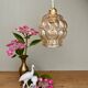 Vintage amber glass globe pendant lamp
