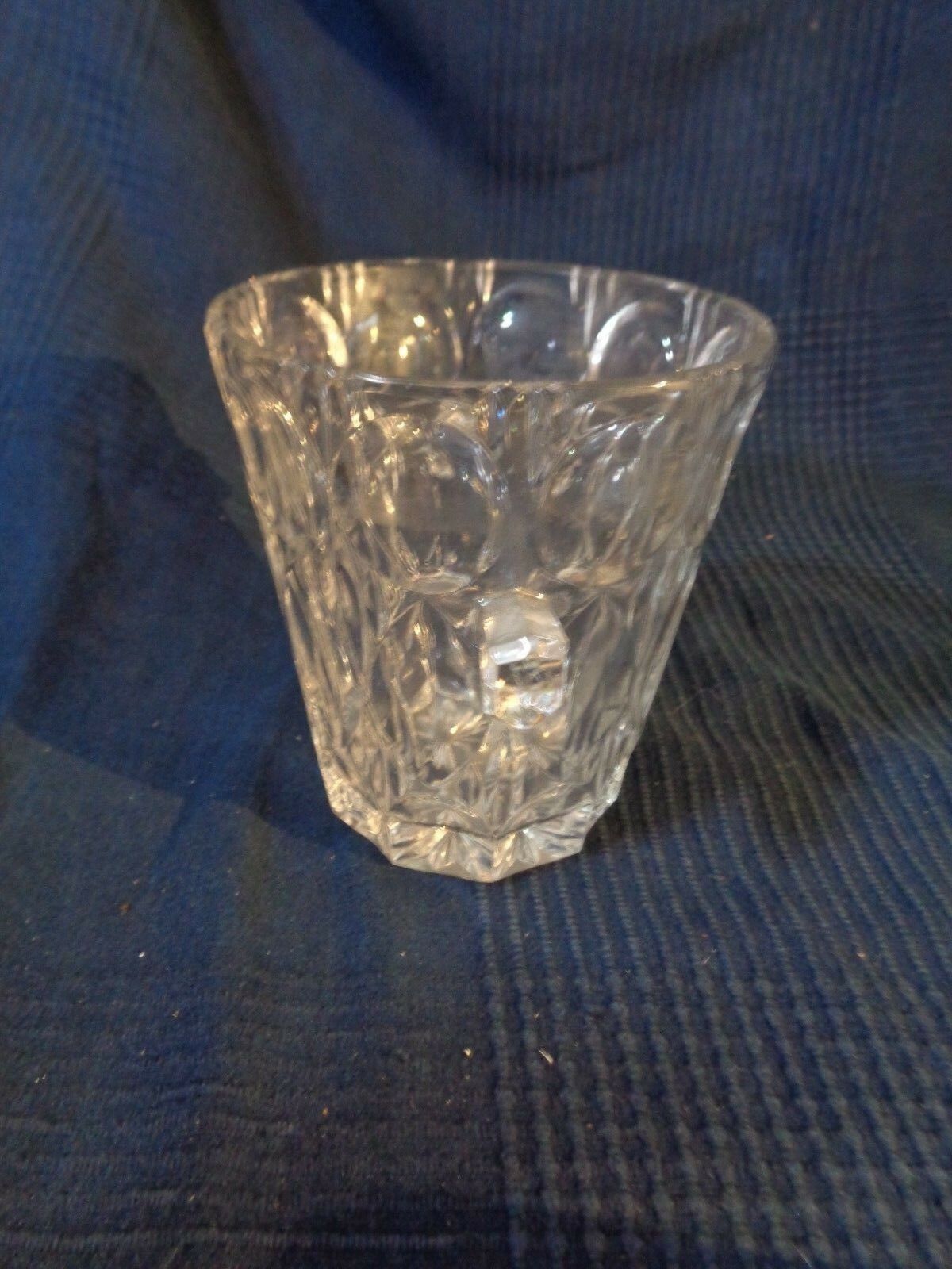 Glass ice bucket press vintage mold old diamond cut 1900
