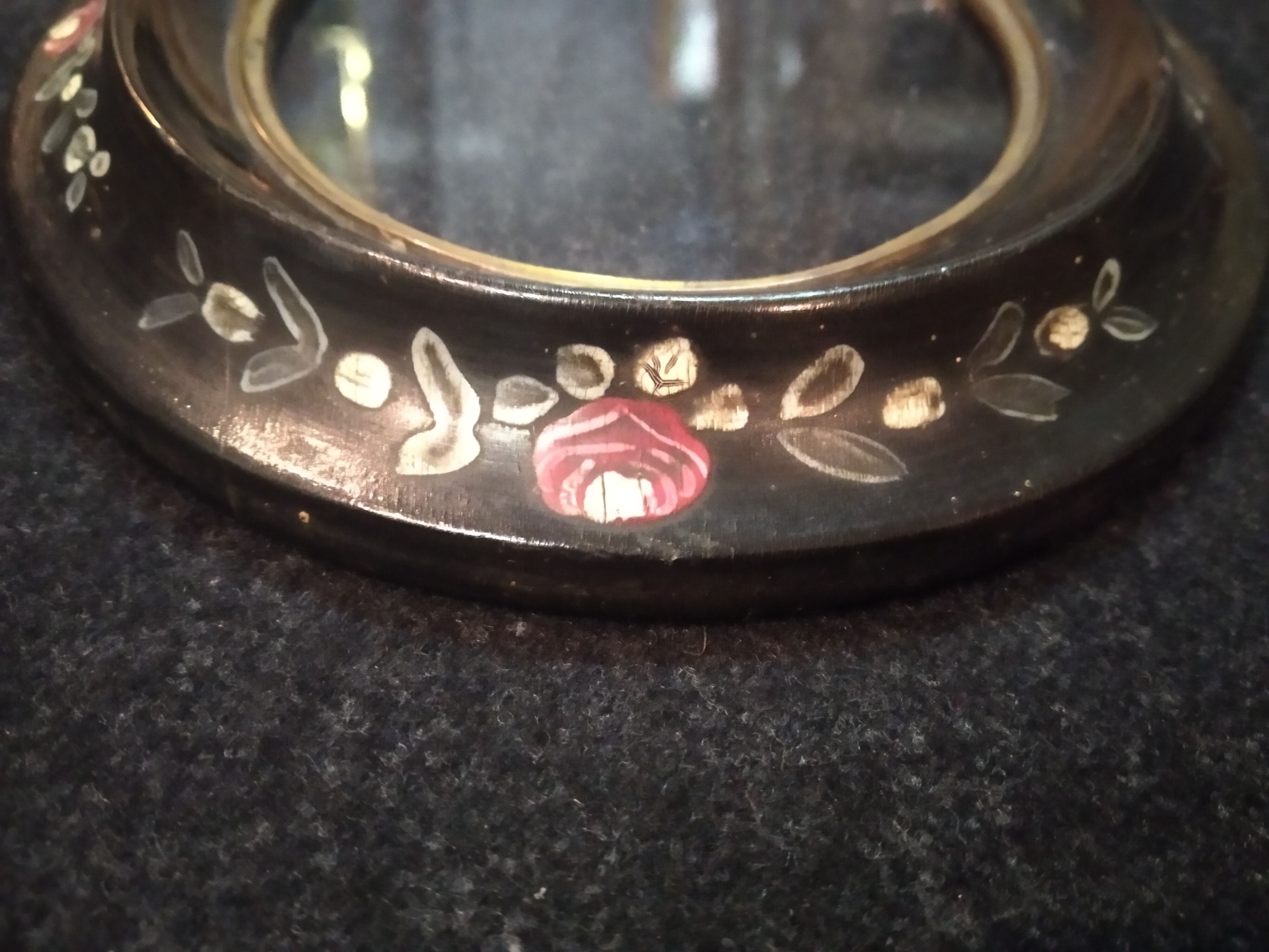 Napoleon frame III décor painted leafy flowers 23 cm x 17 cm