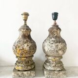 Paire de lampes balustres en pierre ancienne