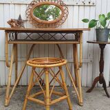 Oval Rattan Flower Mirror