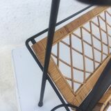Wrought iron and rattan magazine holder