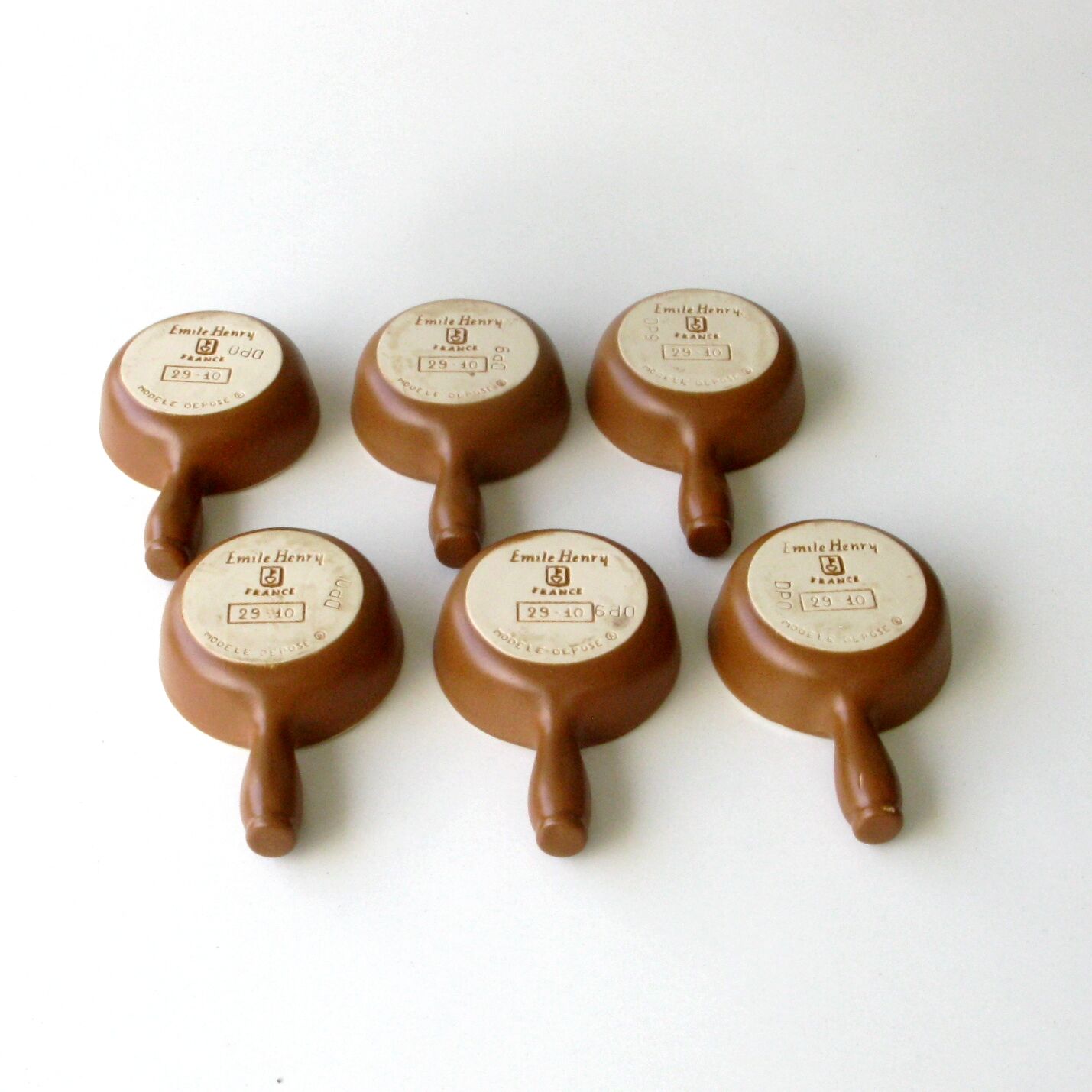 Set of 6 caquelons -Emile Henry - Brown - Culinary pottery - Beige