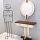 Postmodern Ivory Lacquered Walnut Wall Mirror and Console Table, Italy