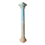 Teak and blue lacquered stone column