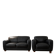 Leather sofa and armchair in black cowhide, brand Steiner.