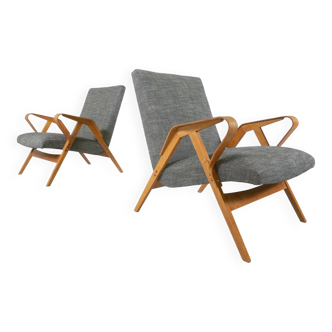 Paire de fauteuils retapissés, 1950s, République Tchèque