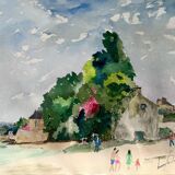 Watercolor signed Henry Leclerc, Saint-Guénolé