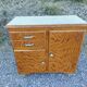 Mado buffet, asymmetrical doors, metal, floral top, vintage