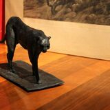 Art Deco Inspired Black Patinated Bronze Leopard Sculpture, 2020
