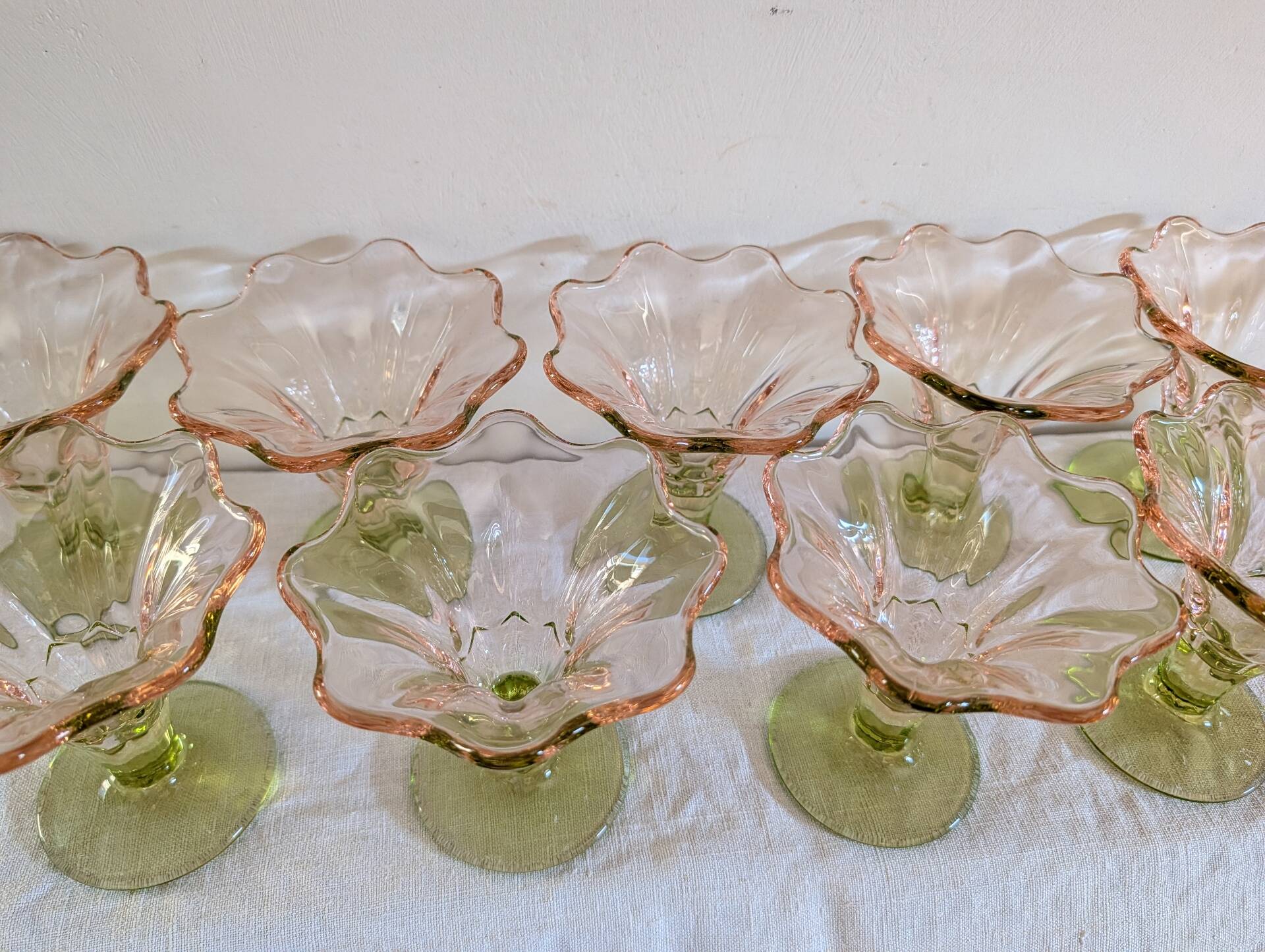 11 two-tone La Rochère cups, 1960s-70s