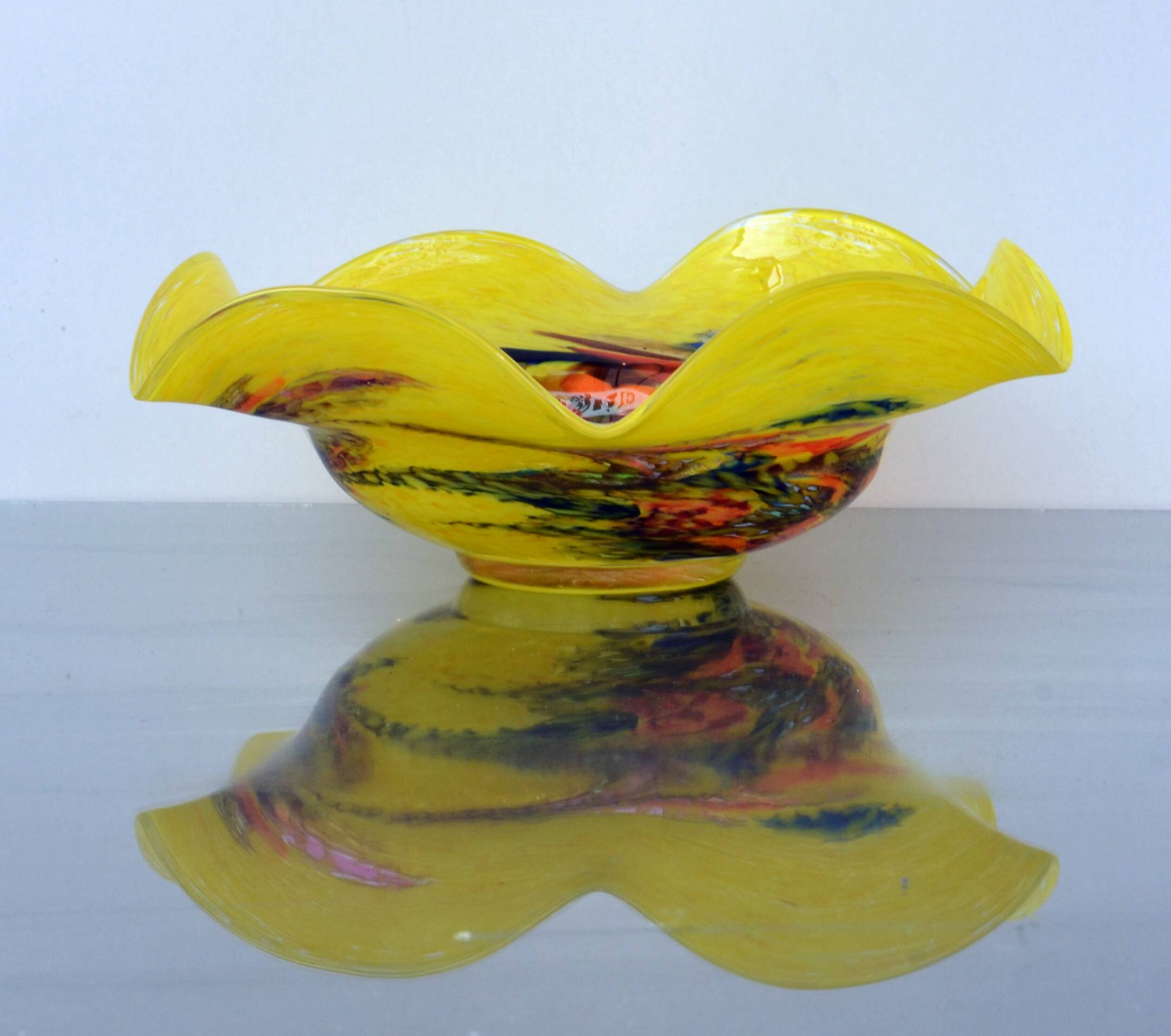 Mid Century Center Multicolored Table Bowl Murano Glass