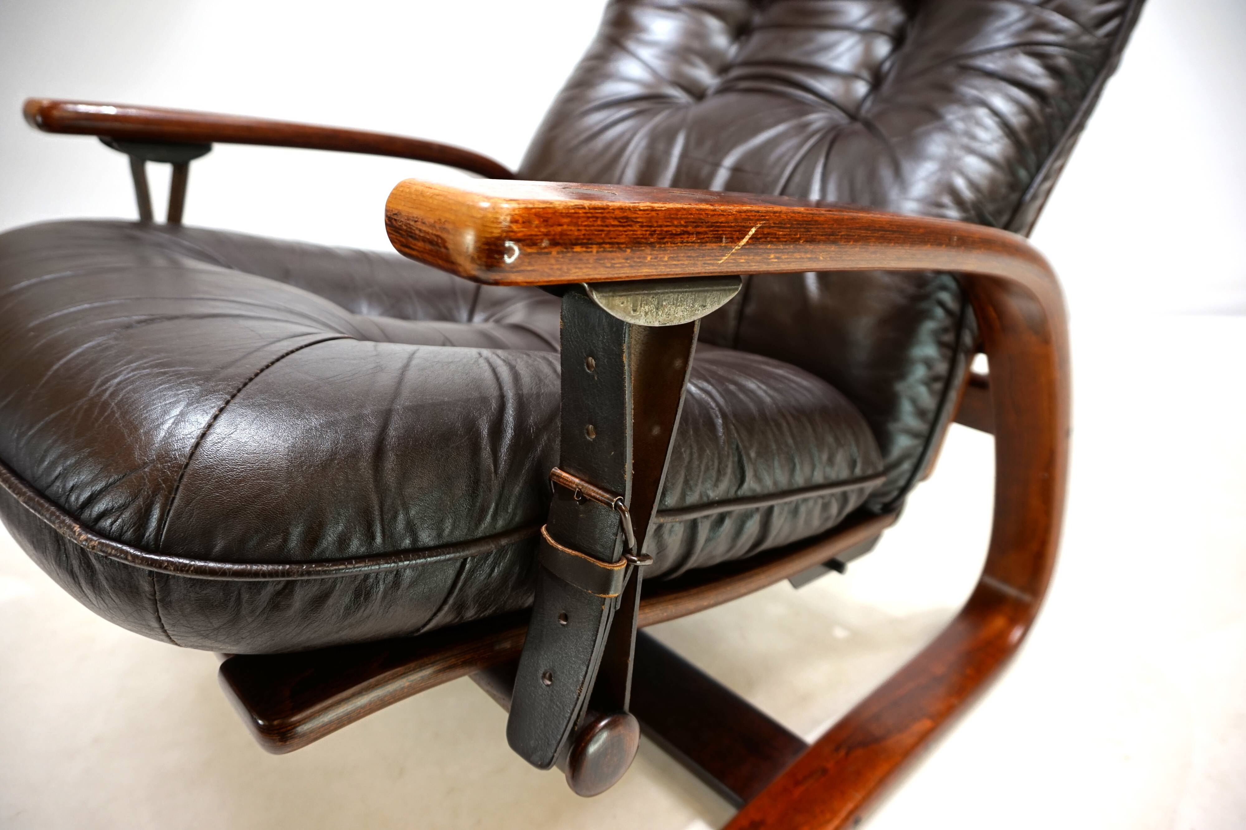 Westnofa The Panter leather lounge chair by Arnt Lande, 1970s
