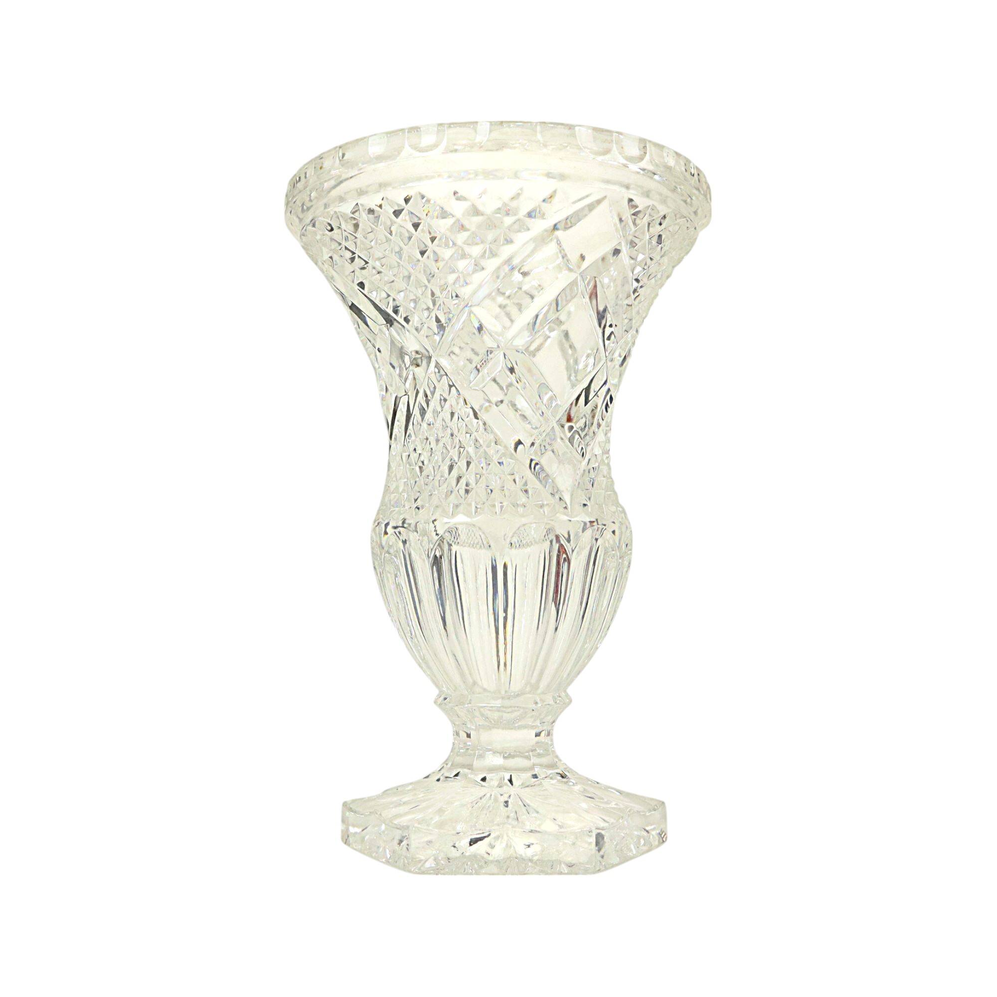 Vintage Vase Bohemian Crystal Diamond Pattern Medici 23cm