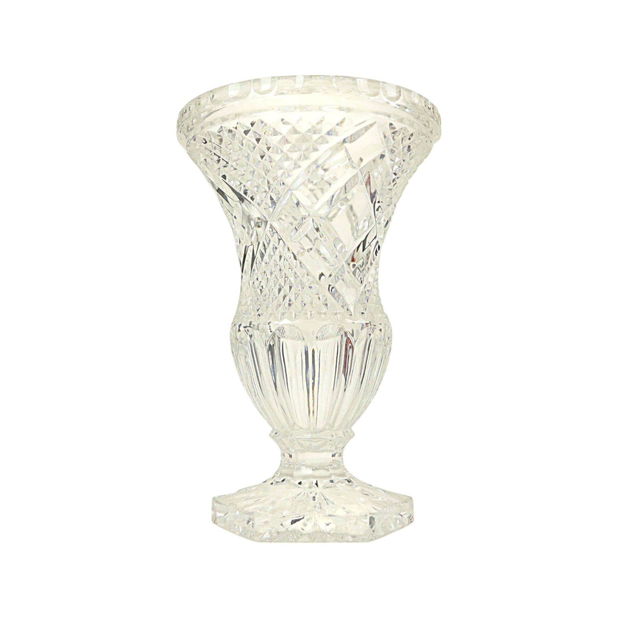 Vintage Vase Bohemian Crystal Diamond Pattern Medici 23cm