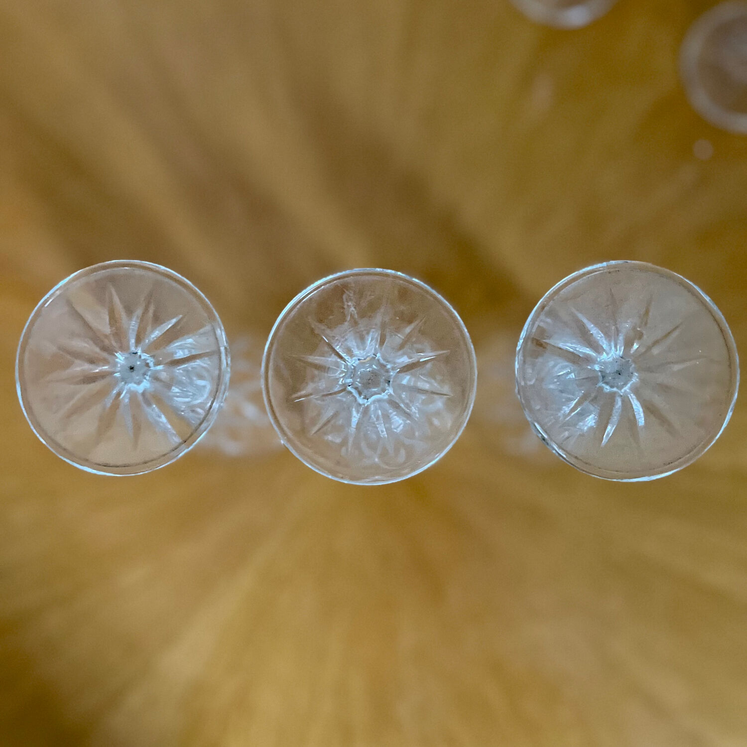 Set of three Reims crystal flutes 1950