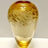 Straw Colored Murano Glass Vase attr. to Fratelli Toso with Aventurine