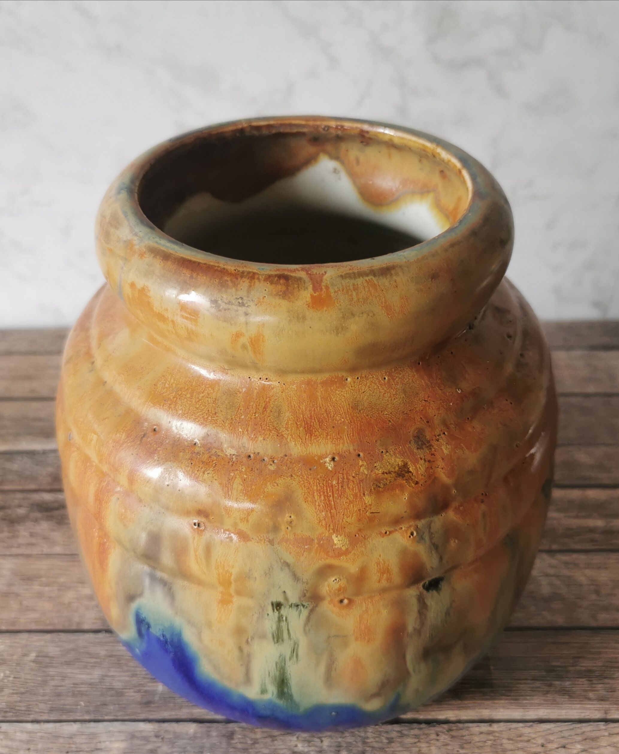 Enamelled sandstone vase G. Metenier