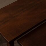 Vintage Brutalist Solid Oak Nesting Tables (Set of 3) – Dutch, 1970s