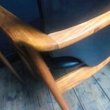 Paire de fauteuils vintage bois massif scandinave, meubles sièges anciens