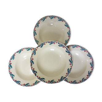 4 hollow plates of Digoin Sarreguemines model Holly 211250