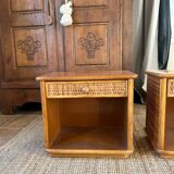 Pair of rattan bedside tables
