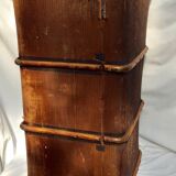 Old-time wooden travel trunk in brown