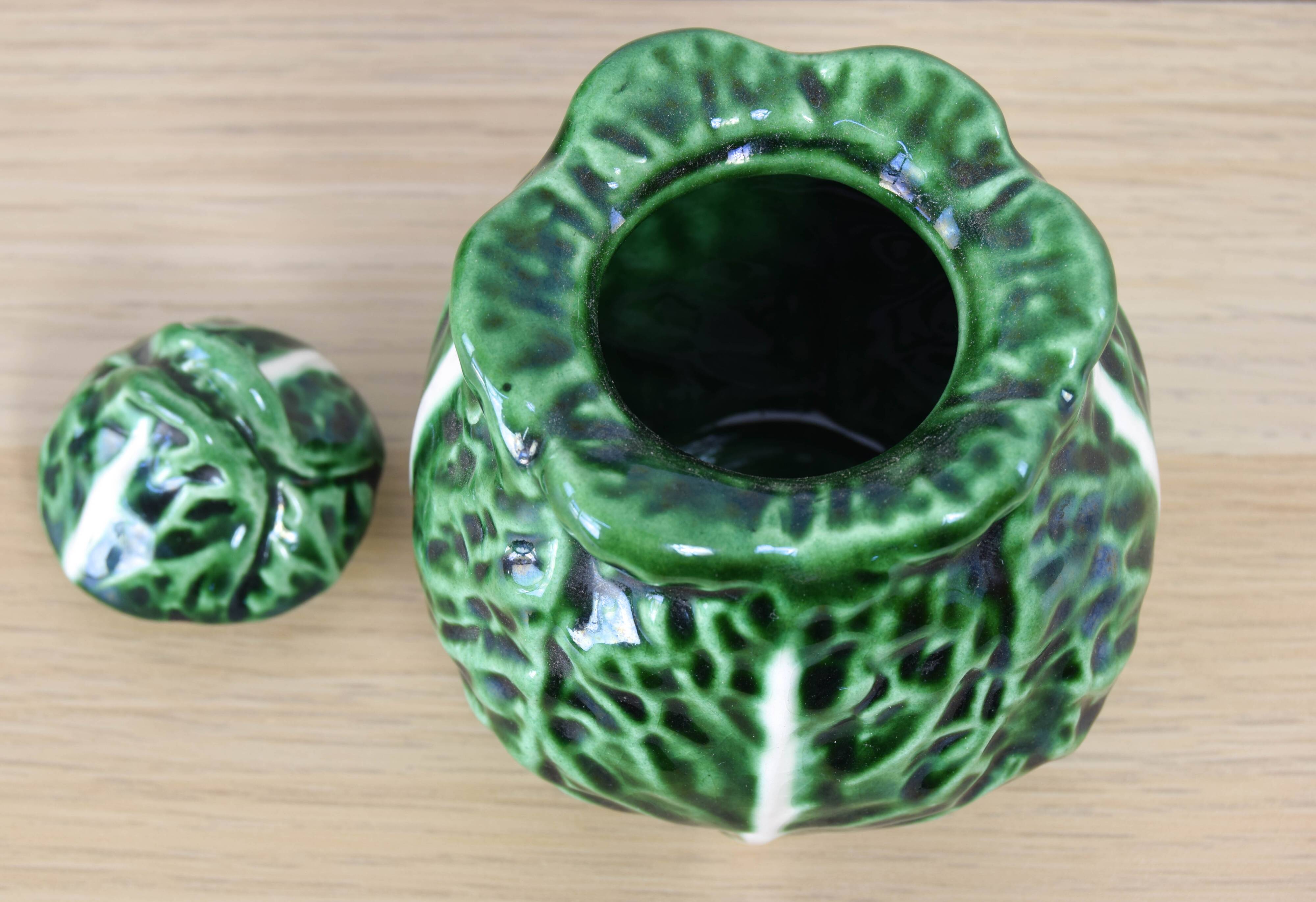 Vintage Ceramic Bordallo Pinheiro Cabbage Salt Shaker, Portugal 60s