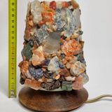 Lampe vintage H.A. Ludwig en pierres semi-précieuses et bois West Germany