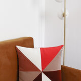 Red velvet and camel cushion