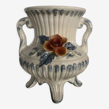 Italian ceramic pot cache flower pattern