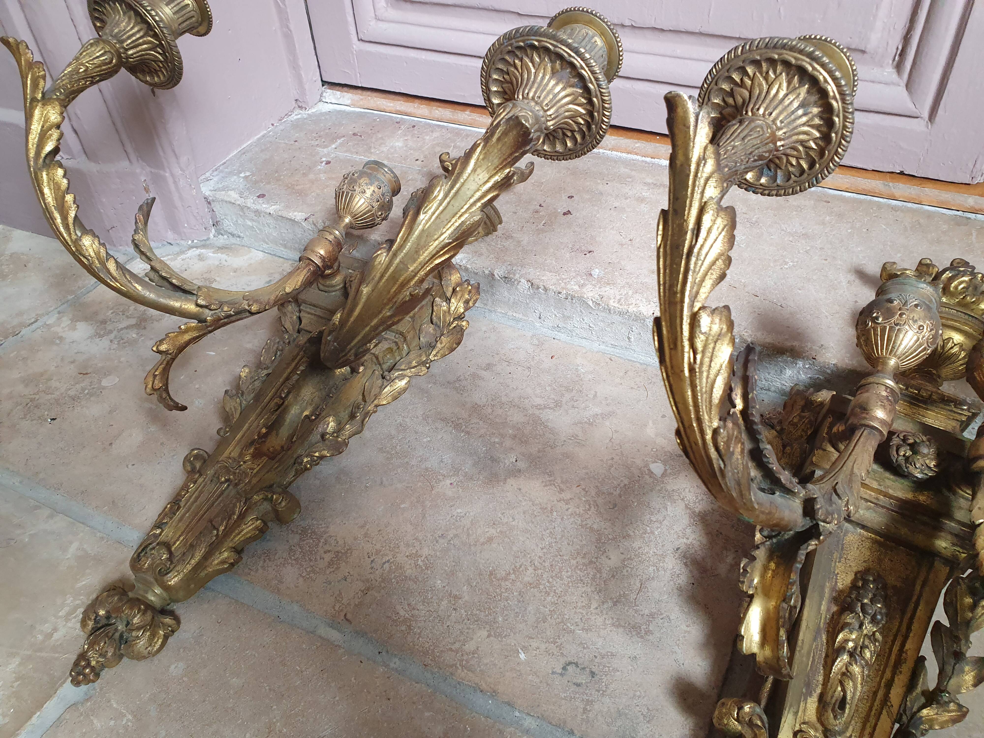 Pair of gold bronze sconces