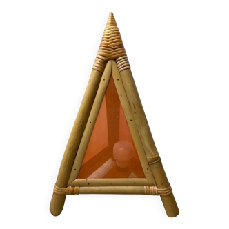 Lampe pyramide bambou et tissus