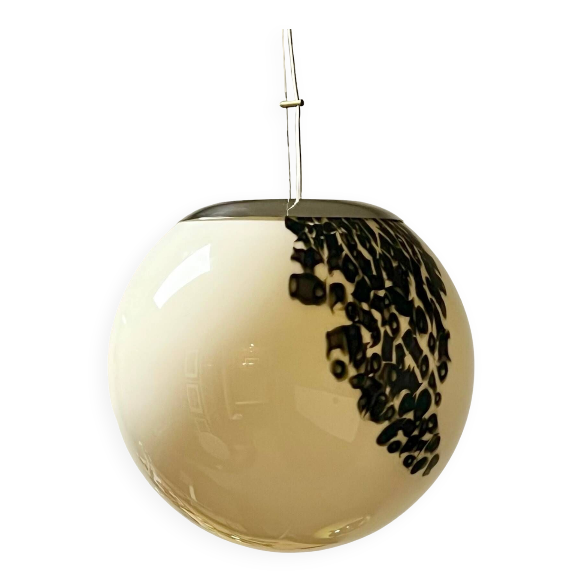 Vintage Globe Chandelier in Glass with Animal Print attributed to Angelo Brotto for Esperia, 1960s