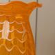 Vintage XL Murano glass vase Fenton - Italy 1970s - Orange with white stripes