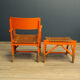 Scandinavian folklore armchair with footrest
