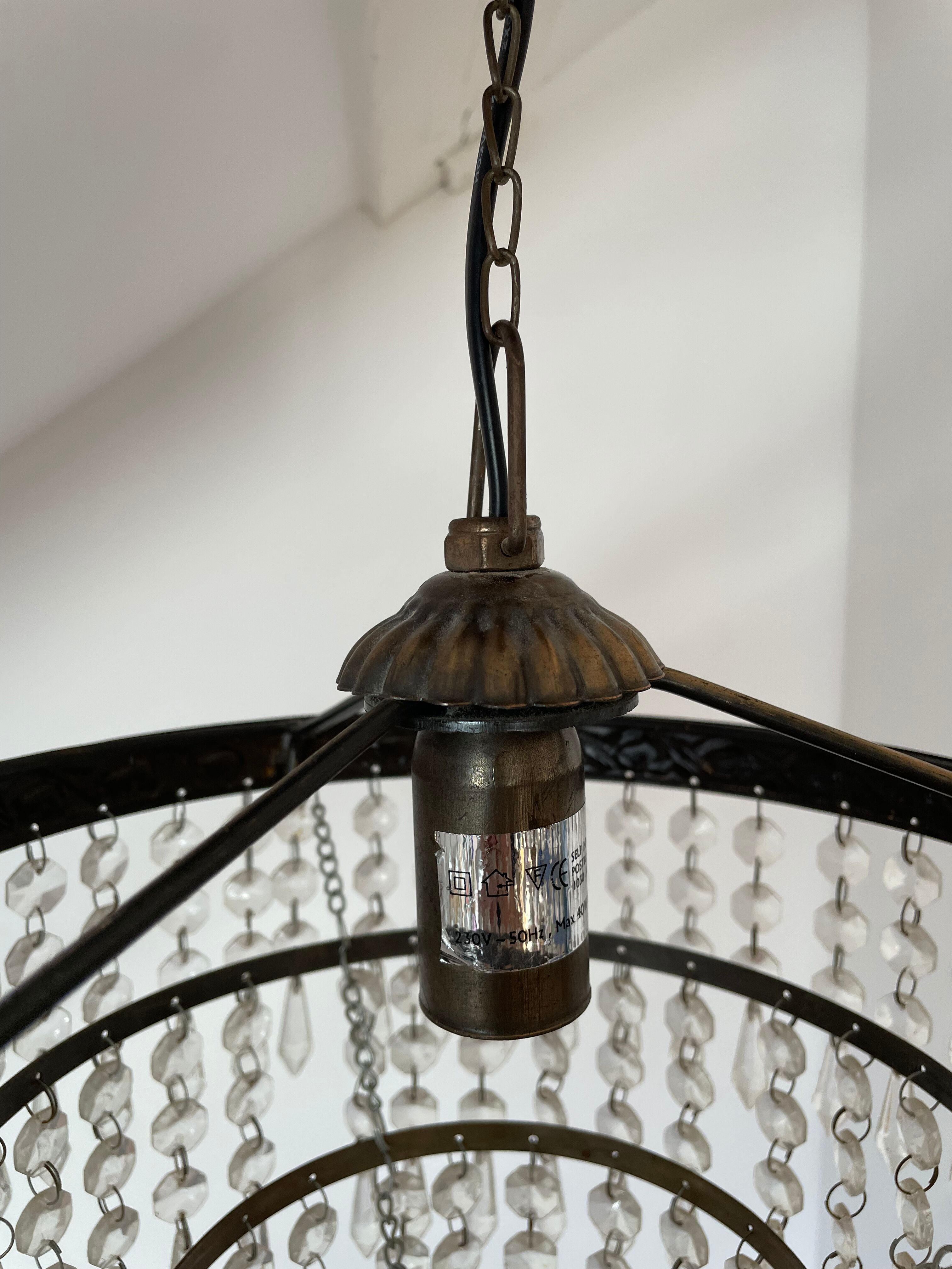 Old ceiling lamp, vintage tassel chandelier